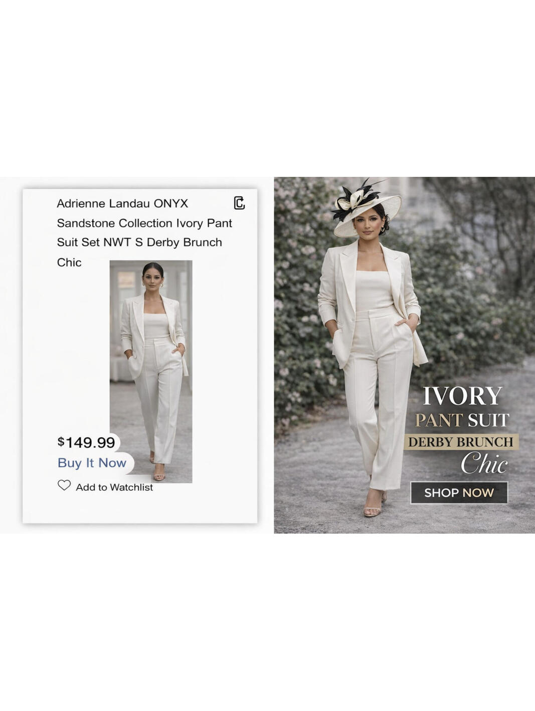 Adrienne Landau Onys Sandstone Collection Suit Set Size Small Derby Brunch Chic